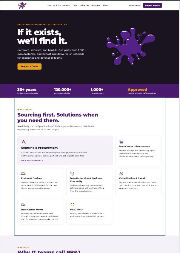 The new PB&J Technology homepage